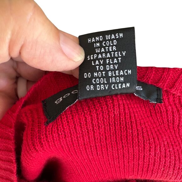 Good Clothes Red Black White Cotton Striped 3/4 Sleeve Cardigan L - Picture 7 of 7